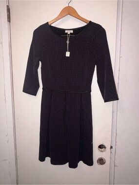 Max Studio Black Midi Dress with Subtle Dot Pattern